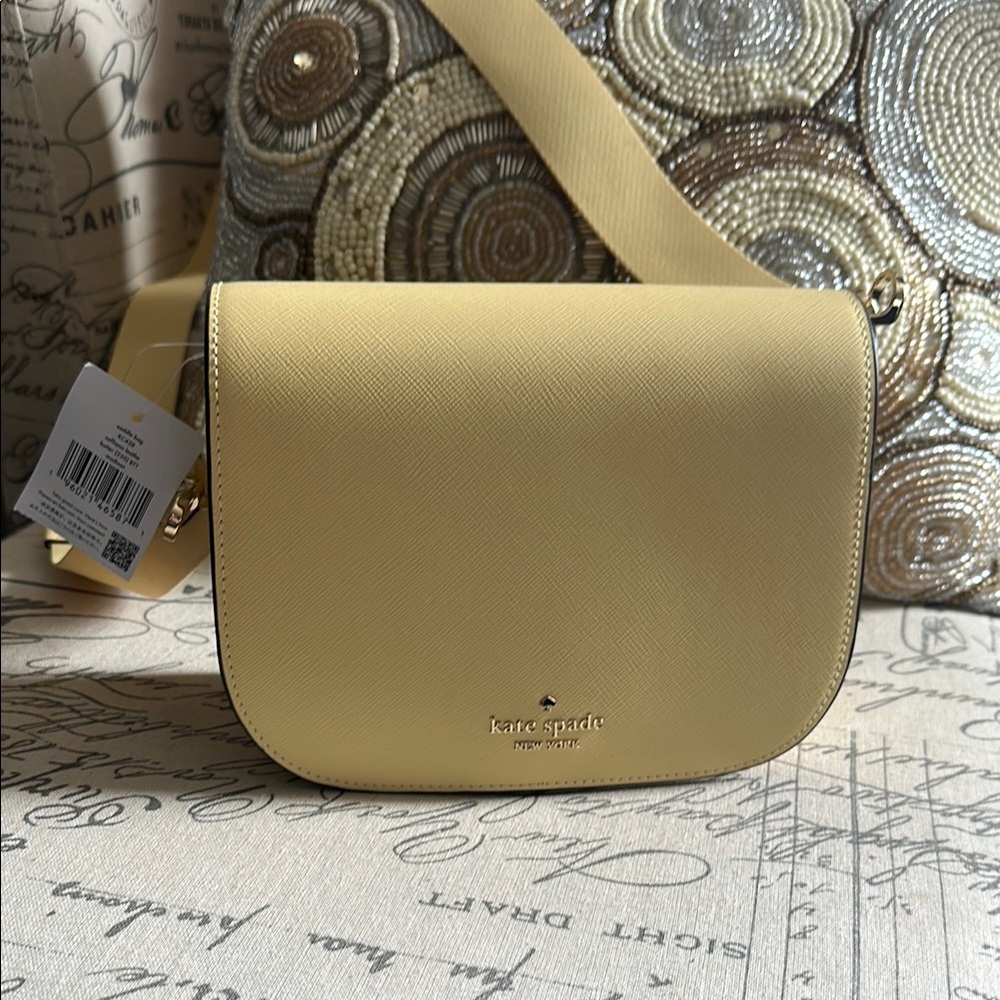 Kate Spade Yellow Crossbody Bag with Flap Closure